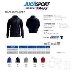 FELPA RELAX CON ZIP ULTRA GUIDA TAGLIE