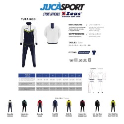 TUTA RODI CAPPUCCIO ZIP PETROLIO NERO | STORE UFFICIALE ZEUS SPORT