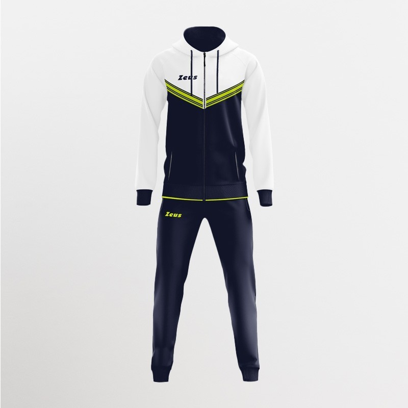 TUTA RODI CAPPUCCIO ZIP BIANCO BLU | STORE UFFICIALE ZEUS SPORT