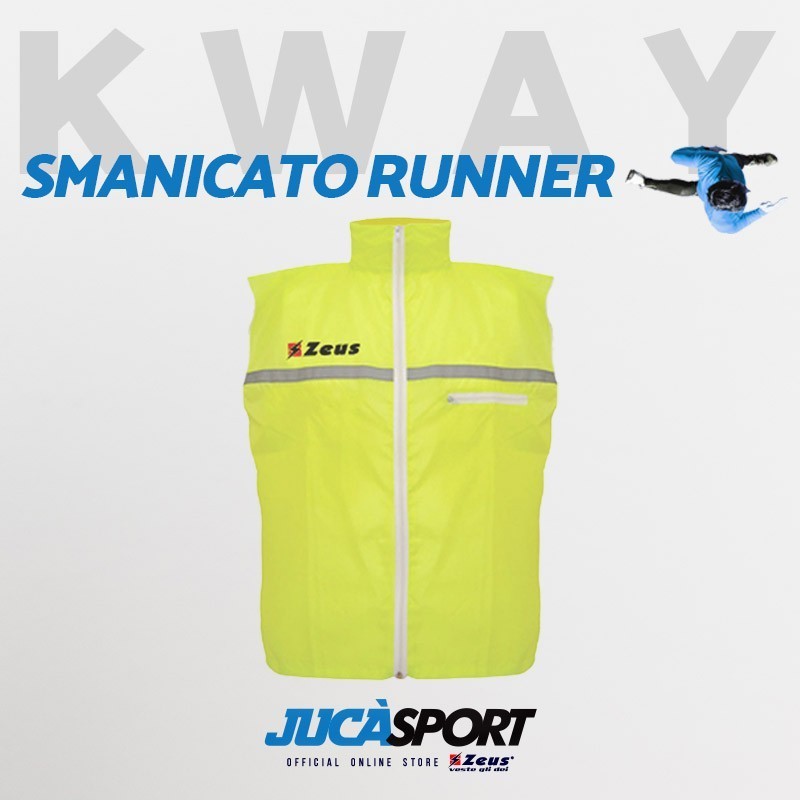 Giacca Pioggia Kway Smanicato Runner Zeus Giallo Fluo