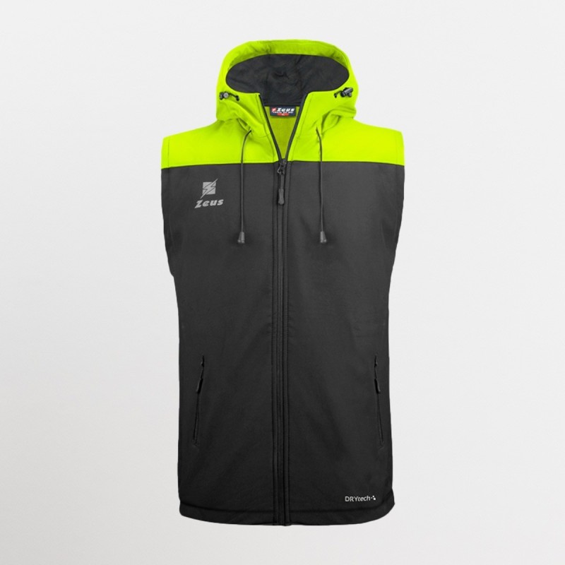 GILET IN SOFTSHELL CON CAPPUCCIO