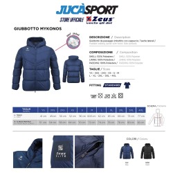 GIUBBOTTO IMBOTTITO CON CAPPUZZIO ZEUS MYKONOS ZEUS SPORT| JUCASPORT.IT
